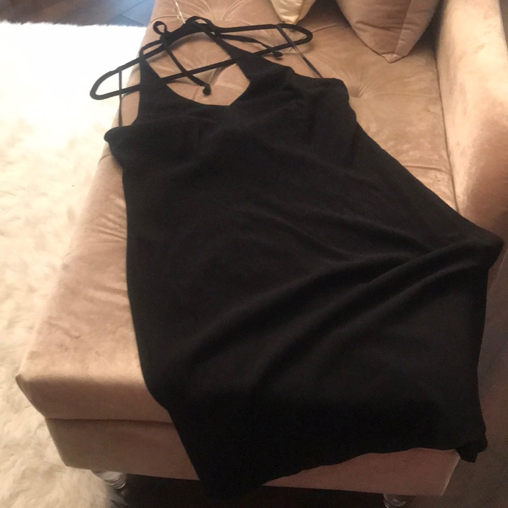 Black cocktail halter dress